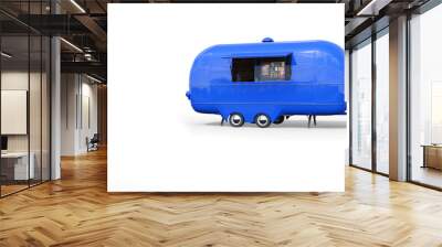 4 Blue food truck on a transparent background Wall mural