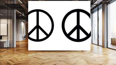 A set of peace signs of different thicknesses. Peace symbols, peace pictograms isolated on white background. International symbol of the antiwar movement of the disarmament of the world, vector. Wall mural