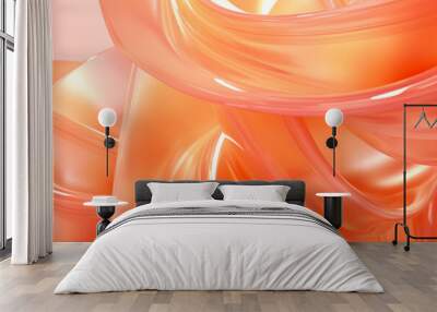 abstract geometric peach fuzz background with glass spiral tubes, flow clear fluid with dispersion a Wall mural