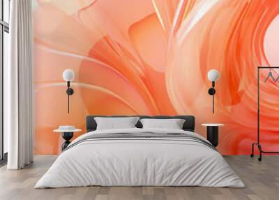 abstract geometric peach fuzz background with glass spiral tubes, flow clear fluid with dispersion a Wall mural