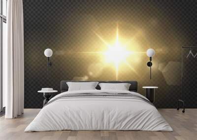 Abstract transparent sunlight special lens flare light effect.Vector blur in motion glow glare. Light star gold png. Light sun gold png. Light flash gold png. Powder png. Wall mural