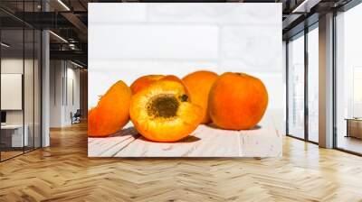 Apricot with bone on a white background. Wall mural