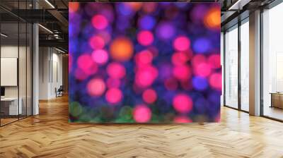 Abstract image of blurred colorful lights balls, blue, pink and orange Wall mural