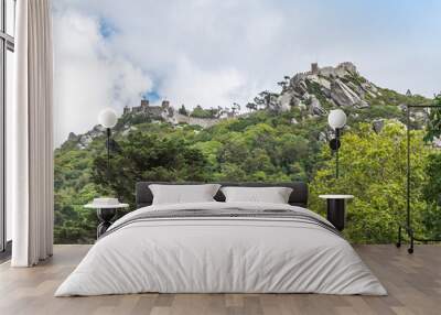 Castle of the Moors on top of a mountain in Sintra, Portugal Wall mural