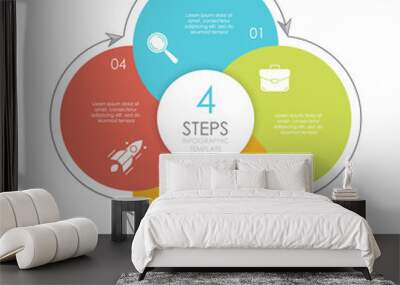 Circle infographic template with 4 options, elements or steps. Business concept for presentations, layouts, reports and round diagram. Vector illustration Wall mural