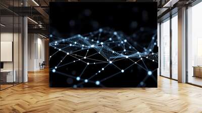 Data technology background. Abstract background. Connecting dots and lines on dark background. 3D rendering. 4k isolated with white highlights, png Wall mural