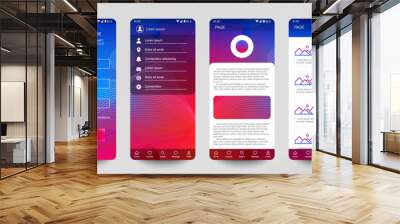 Design of mobile app, UI, UX, GUI. Set of user registration screens with login and password input, account sign in, sign up, home page. Modern Style. Minimal Application. UI Design Template. Interface Wall mural