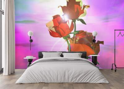 roses 3 d Wall mural