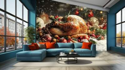 Christmass food. Christmas table with food Wall mural