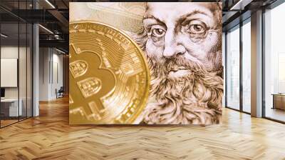 Bitcoin on the two hundred crowns banknote Wall mural