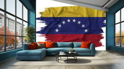 Venezuela flag on brush paint stroke isolated on the transparent background. Wall mural