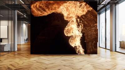 Fire artist performing fire breathing Wall mural