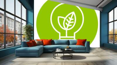 Ecology light bulb icon in green circle Wall mural