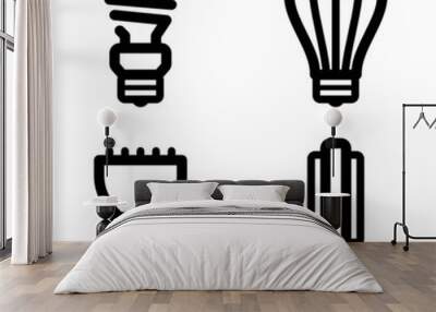 vector icon set of energy saving and led light bulbs Wall mural