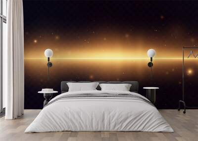 Gold horizontal lens flares pack. Laser beams, horizontal light rays. Beautiful light flares. Glowing streaks on light background. Collection effect light gold line png.	
 Wall mural