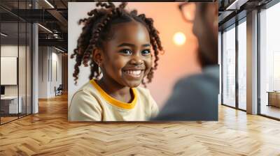 Happy little african american girl at therapy session with psychologist isolated with white highlights, png Wall mural