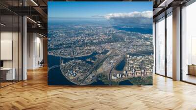 High view of the Dnieper river in Kiev. Wall mural