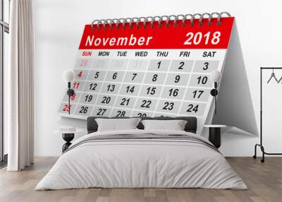 2018 year calendar. November. Isolated 3D illustration Wall mural