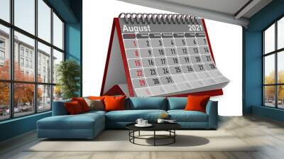 2021 year. Calendar for August. Isolated 3D illustration Wall mural