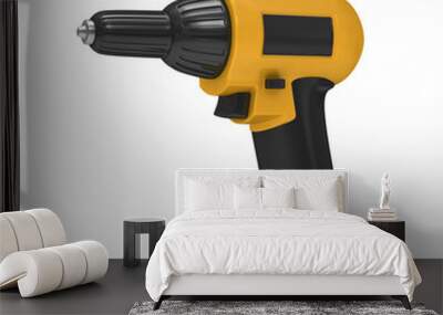 Drill on white background. Isolated 3D image Wall mural