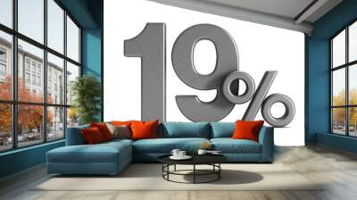 nineteen percent on white background. isolated 3d illustration Wall mural