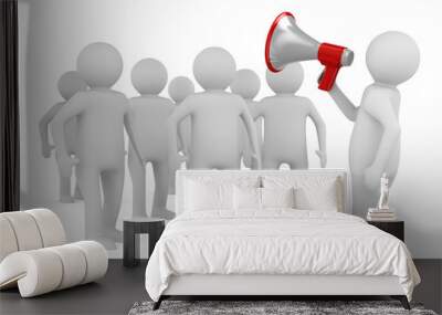 orator speaks in megaphone. isolated 3d image Wall mural