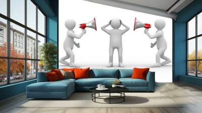 orator speaks in megaphone. isolated 3d image Wall mural