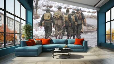 WWII reenactment. Americans Wall mural