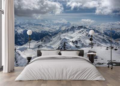 Winter Alps landscape from ski resort Val Thorens Wall mural