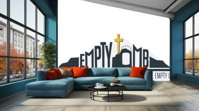 Empty Tomb - No More Empty Life Concept with long shadow on White Background Wall mural