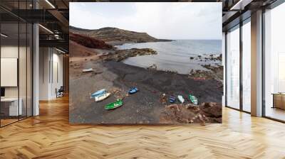 View of the coast and the Atlantic Ocean. El Golfo viewpoint. Lanzarote. Canary Islands. Spain. Wall mural