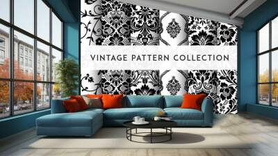 Set of Vector seamless damask patterns. Rich ornament, old Damascus style pattern for wallpapers, textile, packaging, design of luxury products - Vector Illustration Wall mural