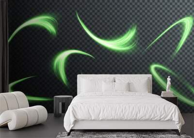 Light green Twirl. Curve light effect of green  line. Luminous green circle. Light green pedistal, podium, platform, table. Vector PNG.	
 Wall mural