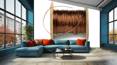 old copper wire coil isolated on white background Wall mural