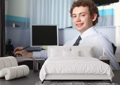 a young businessman in office Wall mural