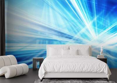 abstract background with straight intersected luminous blue and white lines Wall mural