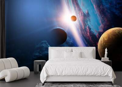 Abstract planets and space background Wall mural