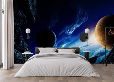 Abstract planets and space background Wall mural