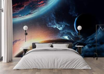 Abstract planets on space texture Wall mural