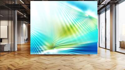 abstract texture of light with stripes directed from center outwards in blue, green and white colour Wall mural