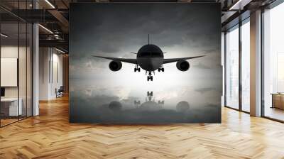 Airliner in night sky Wall mural