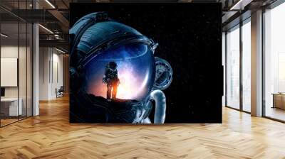 Astronaut and space exploration theme. Wall mural