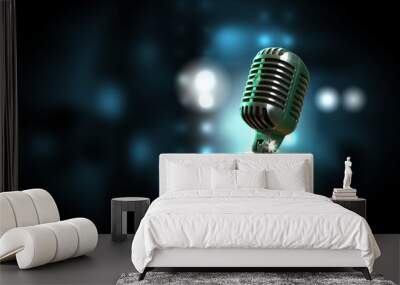 audio microphone retro style Wall mural