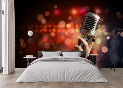 audio microphone retro style Wall mural