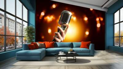 audio microphone retro style Wall mural