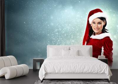 beautiful girl in santa costume Wall mural