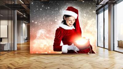 beautiful girl in santa costume Wall mural