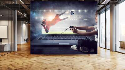 Boy playing a video game. Mixed media Wall mural