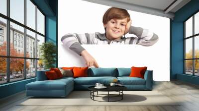 Boy with a blank billboard Wall mural