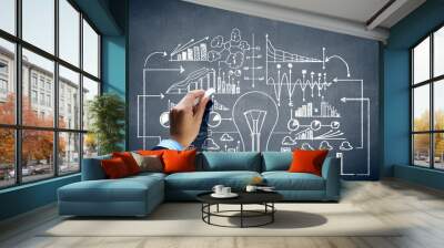 Business chalk sketch Wall mural